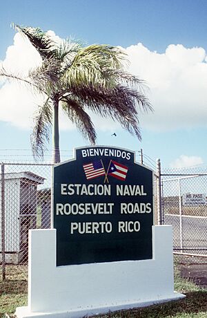 US Naval Station Roosevelt Roads entrance sign 1986