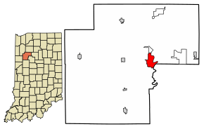 Location of Monticello in White County, Indiana