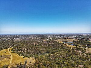 Yellow Gum Park panorama at Plenty Gorge