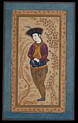 Young man in a fur hat, by Reza Abbasi (CBL Per 260.2)