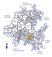 Location of Pachuca (municipality) within Hidalgo