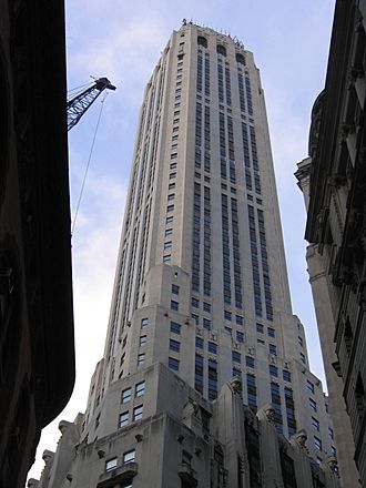 View of 20 Exchange Place's tower from below