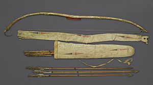 50.67.27a-b PS2 Probably Yankton, Sioux. Bow, Bow Case, Arrows and Quiver