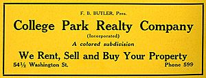 Advertisement for College Park Realty Company, 1934