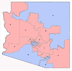 Arizona State Legislative Districts by Party Affiliation of State Senator (2021-2023)