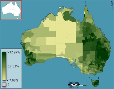 Australian Census 2011 demographic map - Australia by SLA - BCP field 2715 Christianity Anglican Persons