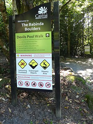 Babinda boulders warning sign SF20355