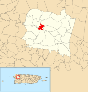 Location of Bahomamey within the municipality of San Sebastián shown in red