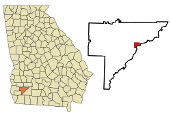 Location in Baker County and the state of Georgia