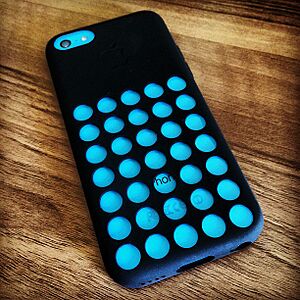Blue iPhone 5C in black case
