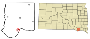 Location in Bon Homme County and the state of South Dakota