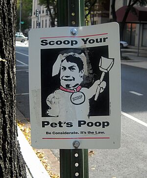 Borf face on pooper scooper sign