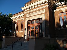 Old Carnegie Library, downtown Thief River Falls, Minnesota.