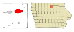Location of Mason City, Iowa