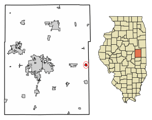 Location of Ogden in Champaign County, Illinois.