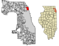 Cook County Illinois Incorporated and Unincorporated areas Evanston Highlighted