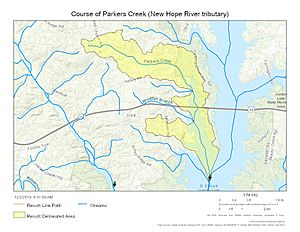 Course of Parkers Creek (New Hope River tributary)