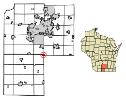 Location of Brooklyn in Dane County, Wisconsin.