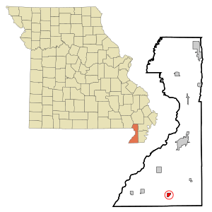 Dunklin County Missouri Incorporated and Unincorporated areas Hornersville Highlighted.svg