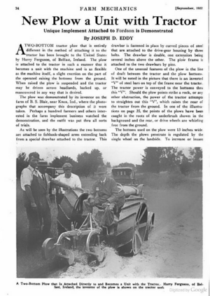 Farm Mechanics 1922 Ferguson mechanical hitch