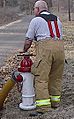 Fireman uses hydrant