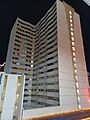 Four Queens South Tower, SE facade at night 2022-03-28