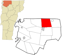 Location in Franklin County and the state of Vermont.