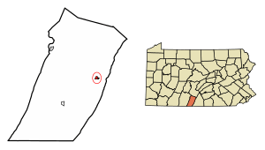 Location of McConnellsburg in Fulton County, Pennsylvania.