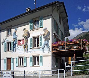 Illustration de la contrebande sur la maison de la douane Suisse à Bourg-Saint-Pierre