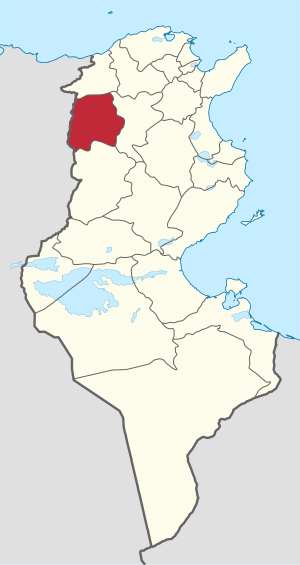 Map of Tunisia with Kef highlighted