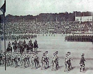L'équipe américaine à la cérémonie d'ouverture des Jeux Interalliés de 1919