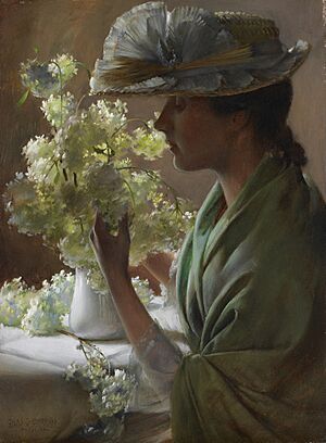 Lady with a Bouquet (Snowballs) - Charles Courtney Curran - Google Cultural Institute