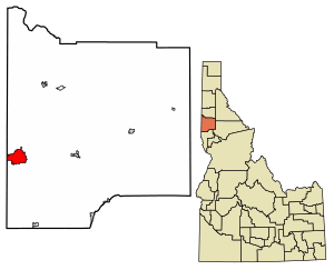 Location of Moscow in Latah County, Idaho.