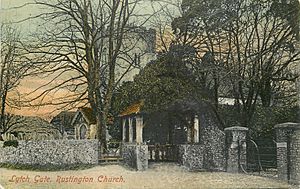 Lych Gate, Rustington Church, John White postcard, sent 1905 02