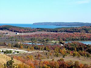 Rolling terrain of Glen Arbor Township, with Lake Michigan in the background