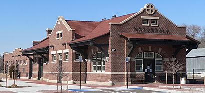 Manzanola, Colorado RR depot from SE 2.JPG