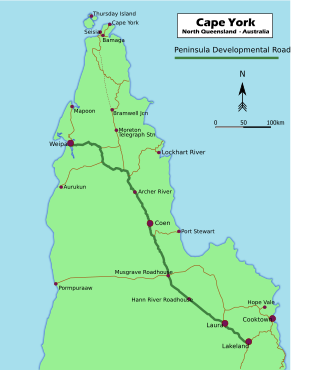 Map of Cape York - Peninsula Developmental Road