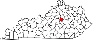 Map of Kentucky highlighting Jessamine County
