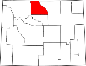 Map of Wyoming highlighting Big Horn County