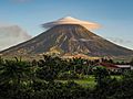 Mayon Volcano with cloudy hat