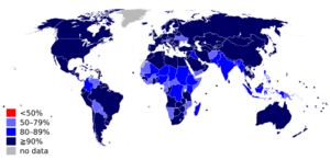 Measles vaccination coverage world