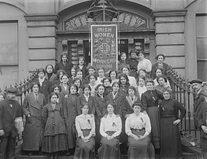 Members of the Irish Women Workers Union on the steps of Liberty Hall (5865483241)