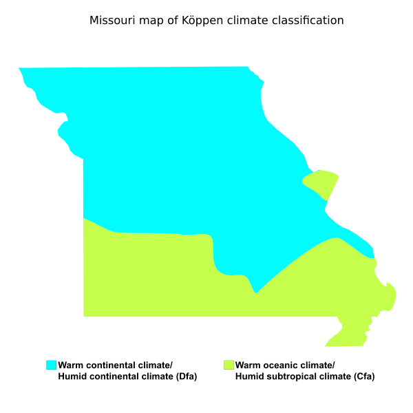 Image Missouri map of Köppen climate classification