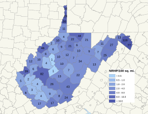 NRHP West Virginia Map