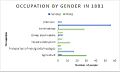 Occupation by gender in 1881