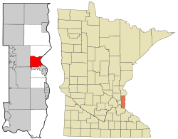 Location of the city of Stillwaterwithin Washington County, Minnesota