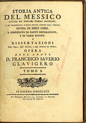 Storia antica del Messico Francisco Javier Clavijero 1780 title page