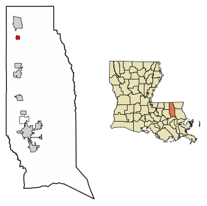 Location of Tangipahoa in Tangipahoa Parish, Louisiana.