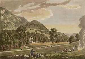 The Abbey of Llan Egwerst or Vale Crucis, and Castle Dinas Bran