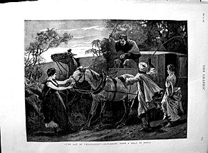 The art of persuasion'--returning from a ball in India (The Graphic, 1890)